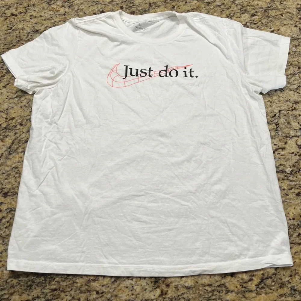 Nike Mens Just Do It Graphic T-Shirt White Red Swoosh Logo Tee XXL